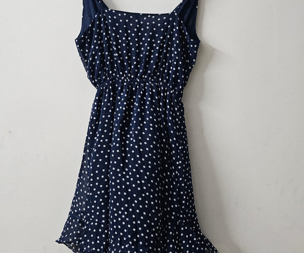 h&m navy blue polka dot dress H&M Divided navy blue polka dot dress - Size XS