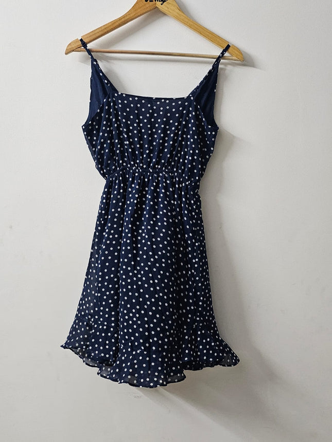DIVIDED H&M Women's Blue Polka Dotted Dress - S Size