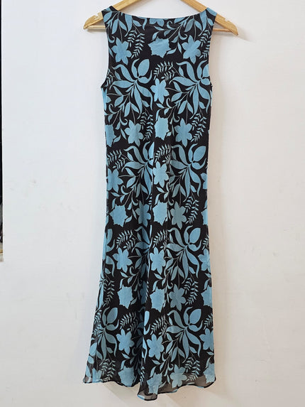 Women's  Floral A line Blue & Black  Dress - S Size