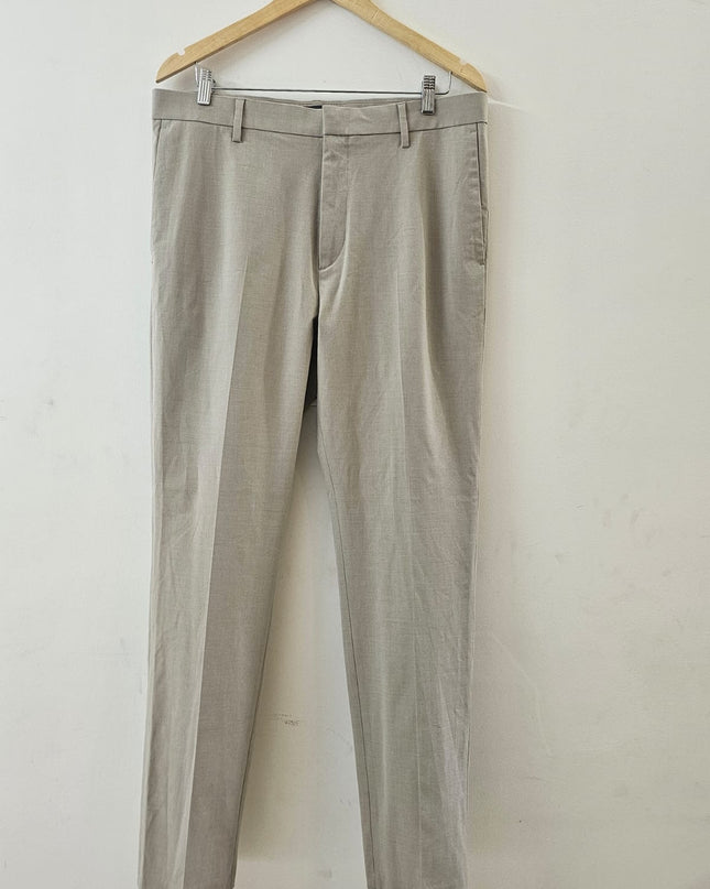 H&M Beige Formal Slim Fit Men's Trousers - L Size