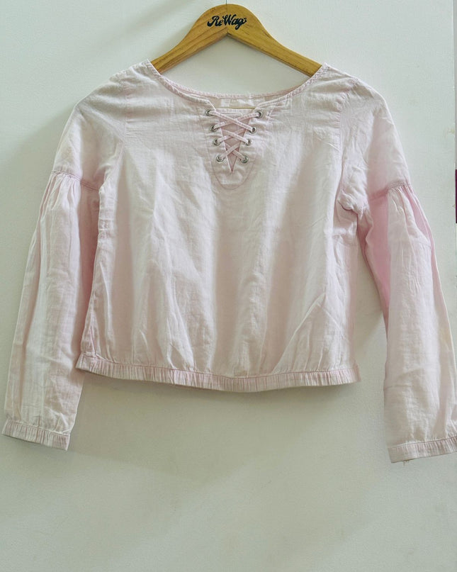 Women's Full Sleeve Crop Pink Top - S Size
