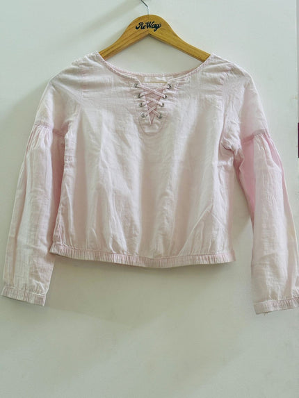 Women's Full Sleeve Crop Pink Top - S Size