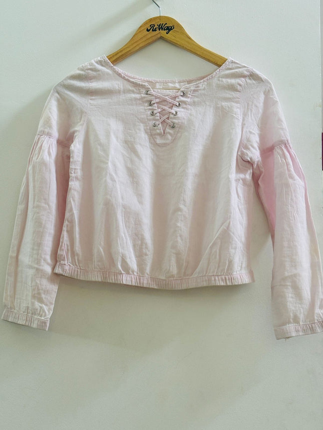Women's Full Sleeve Crop Pink Top - S Size