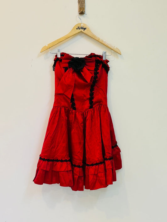 BODYLINE Women's Shoulderless Red Dress -M Size