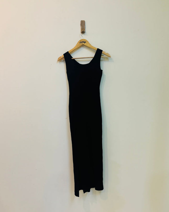 Women's V Neck Bodycon  Black Dress - S Size