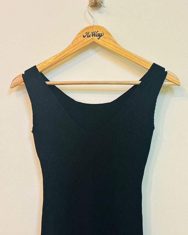 Women's V Neck Bodycon  Black Dress - S Size