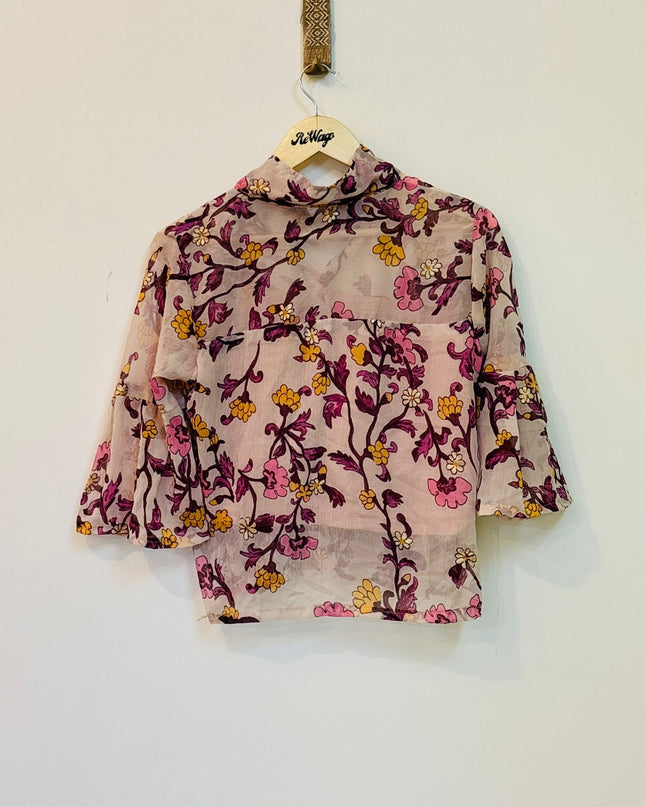 Women's Flared  Floral Printed  Shirt - M Size