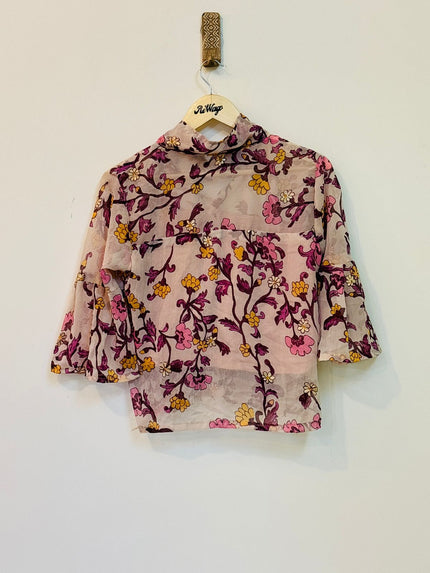 Women's Flared  Floral Printed  Shirt - M Size