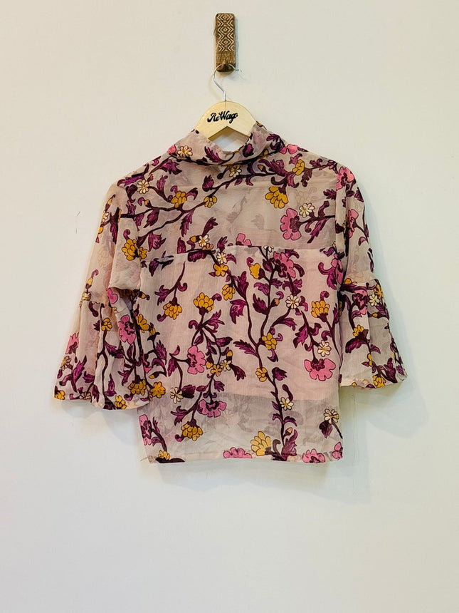 Women's Flared  Floral Printed  Shirt - M Size