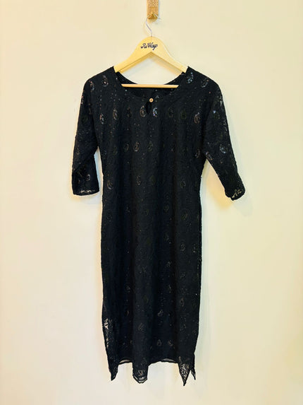 Women’s Sequinced Black Kurti - XL Size