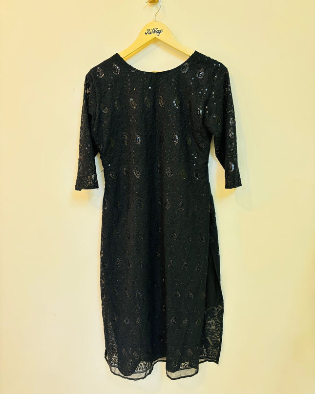 Women’s Sequinced Black Kurti - XL Size