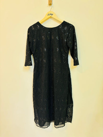 Women’s Sequinced Black Kurti - XL Size