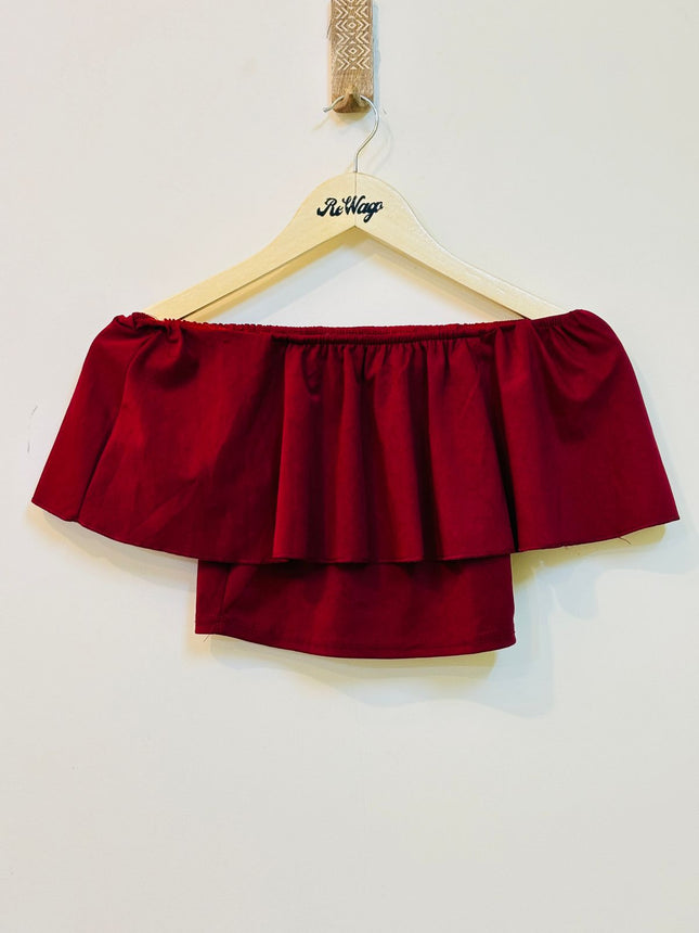 URBANIC Women's Maroon Croptop with Off Shoulder - S Size