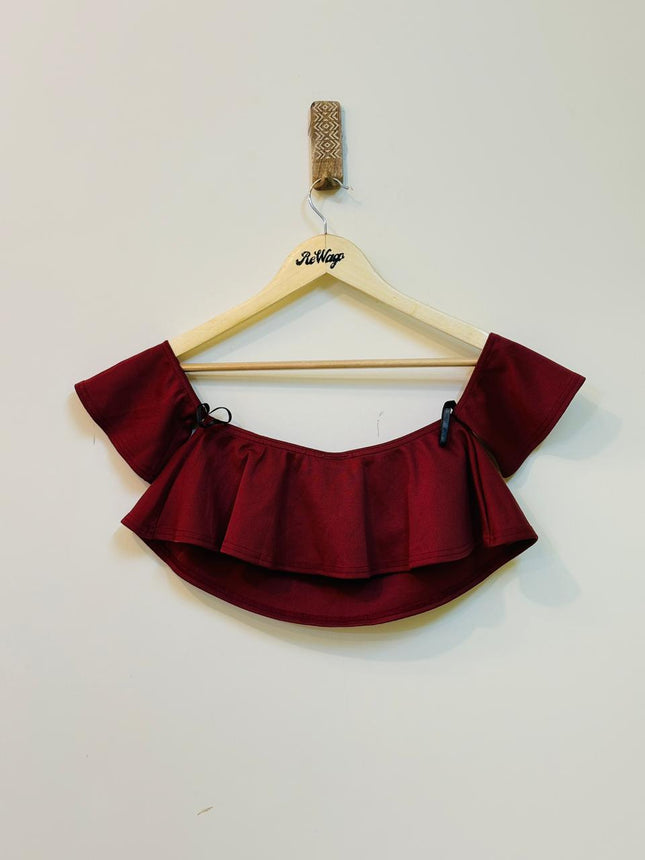 URBANIC Women's Maroon Short Croptop with Short Sleeves S Size