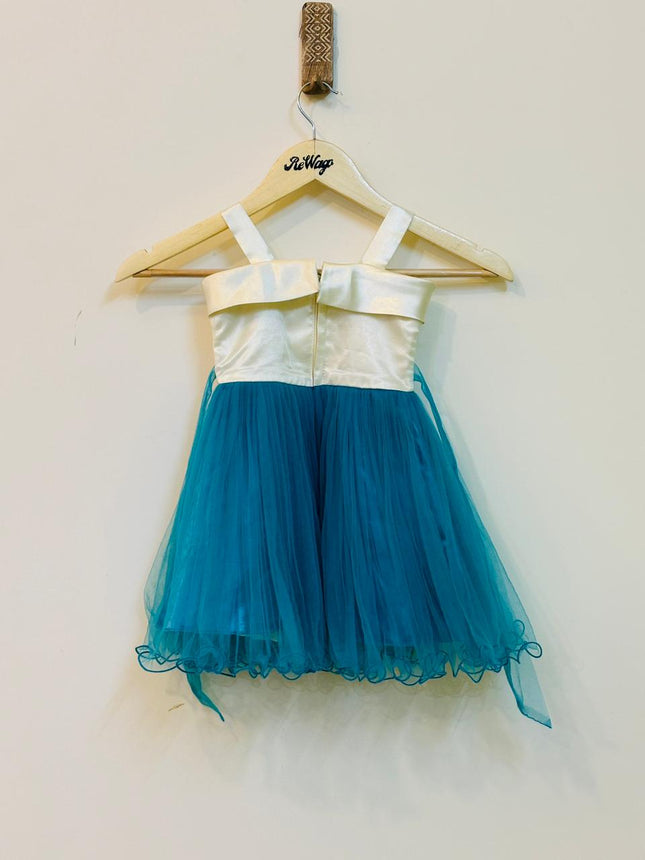 White and Blue Girl Kids Dress