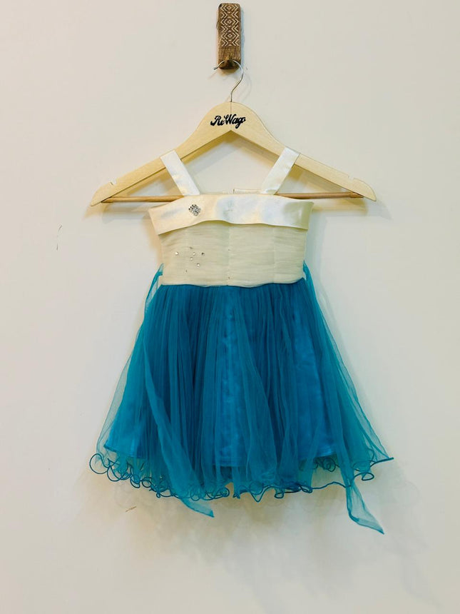 White and Blue Girl Kids Dress