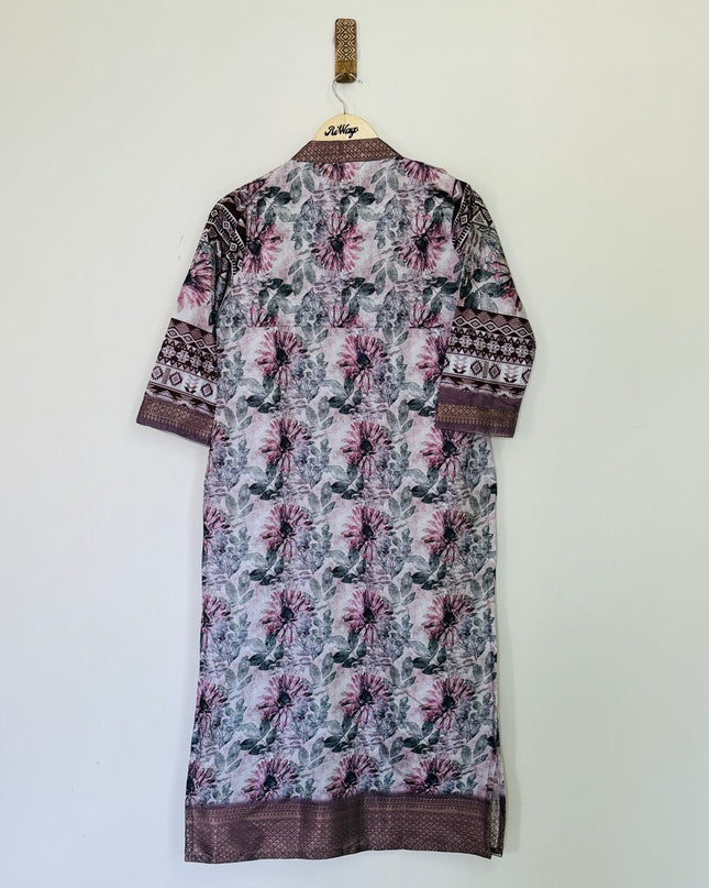 CHINARKART Women's Long Floral Print Kurti - L Size