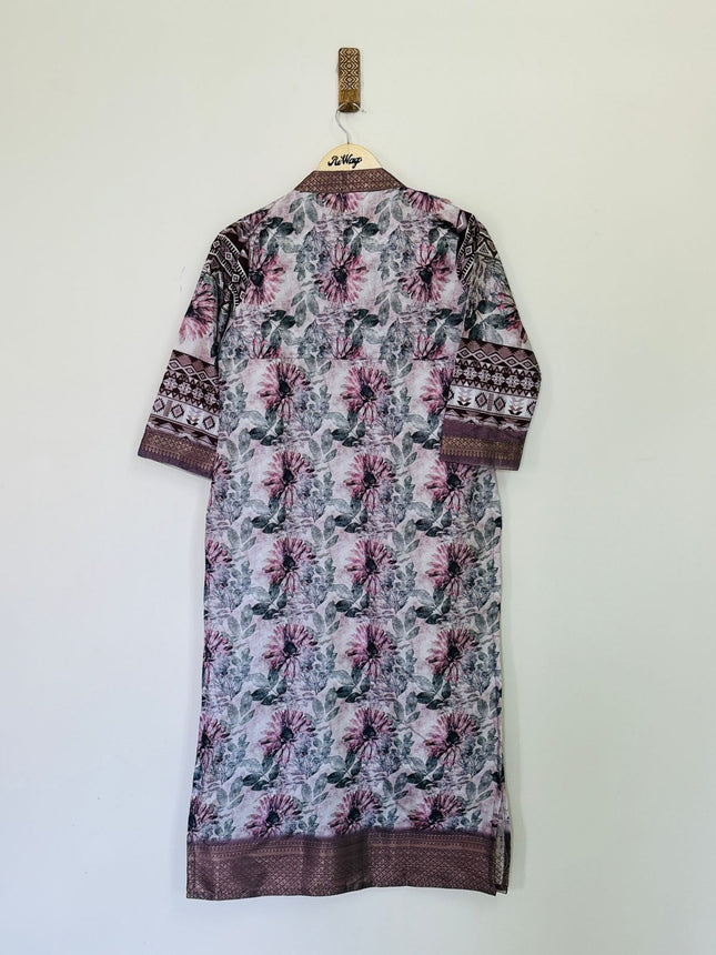 CHINARKART Women's Long Floral Print Kurti - L Size