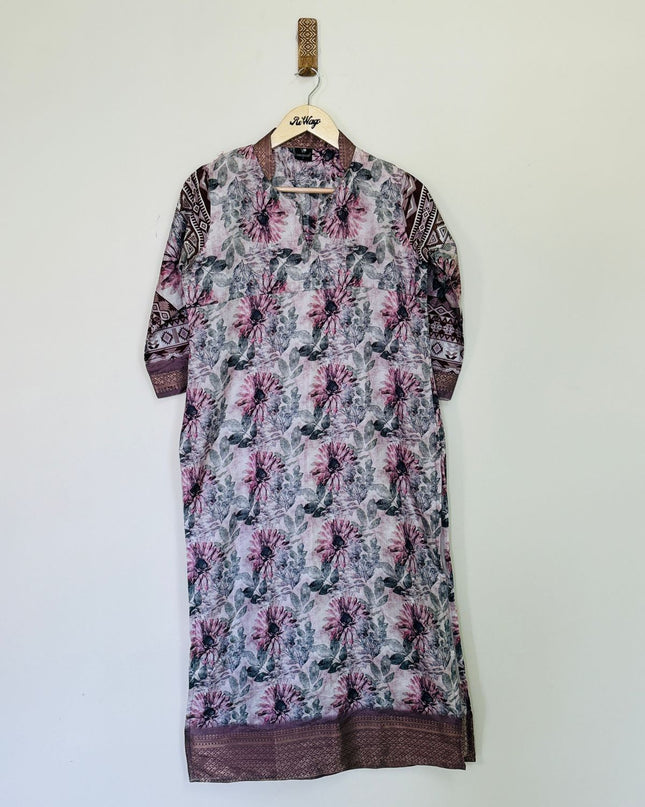 CHINARKART Women's Long Floral Print Kurti - L Size