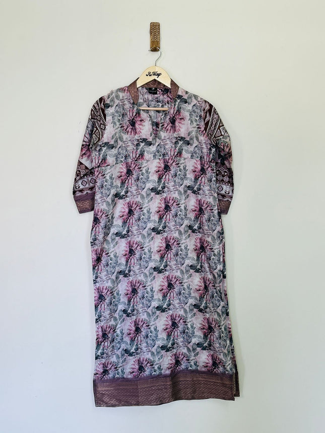 CHINARKART Women's Long Floral Print Kurti - L Size