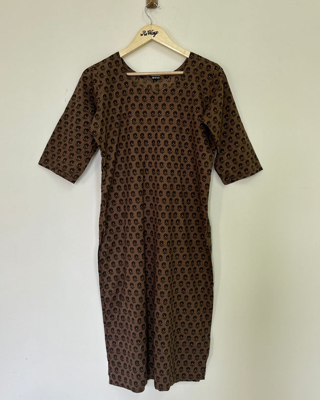 INVI Women's Cotton Brown Kurti - L Size