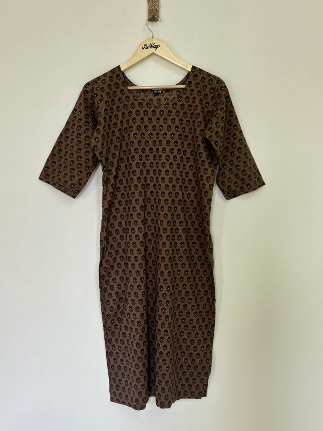 INVI Women's Cotton Brown Kurti - L Size