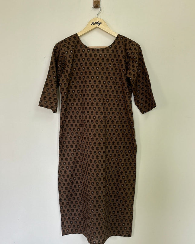 INVI Women's Cotton Brown Kurti - L Size