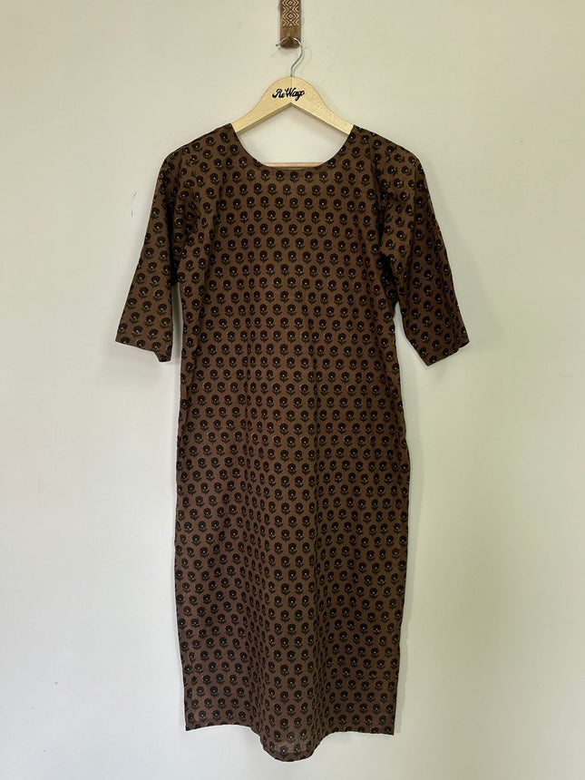 INVI Women's Cotton Brown Kurti - L Size
