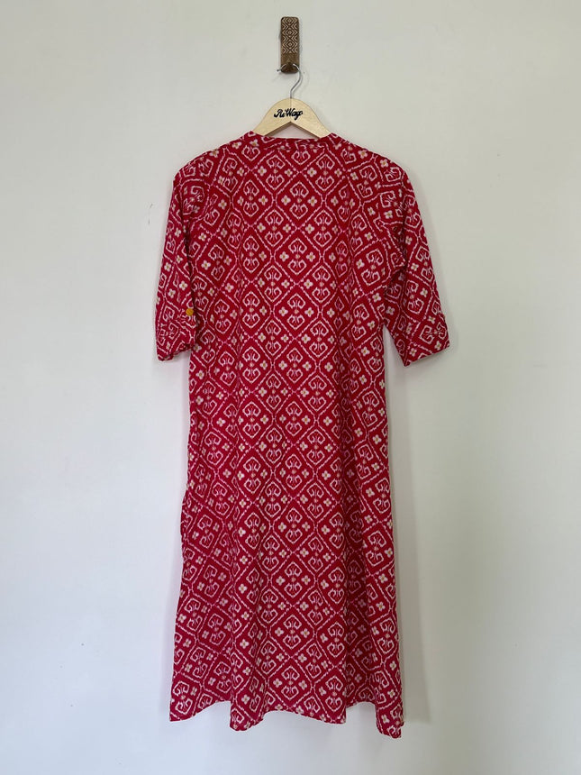 EKAJA  Women's Cotton Button Red Kurti - XL Size