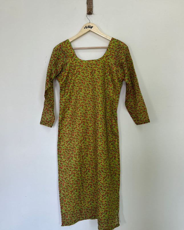 Women's Full Sleeve Green Kurti - M Size