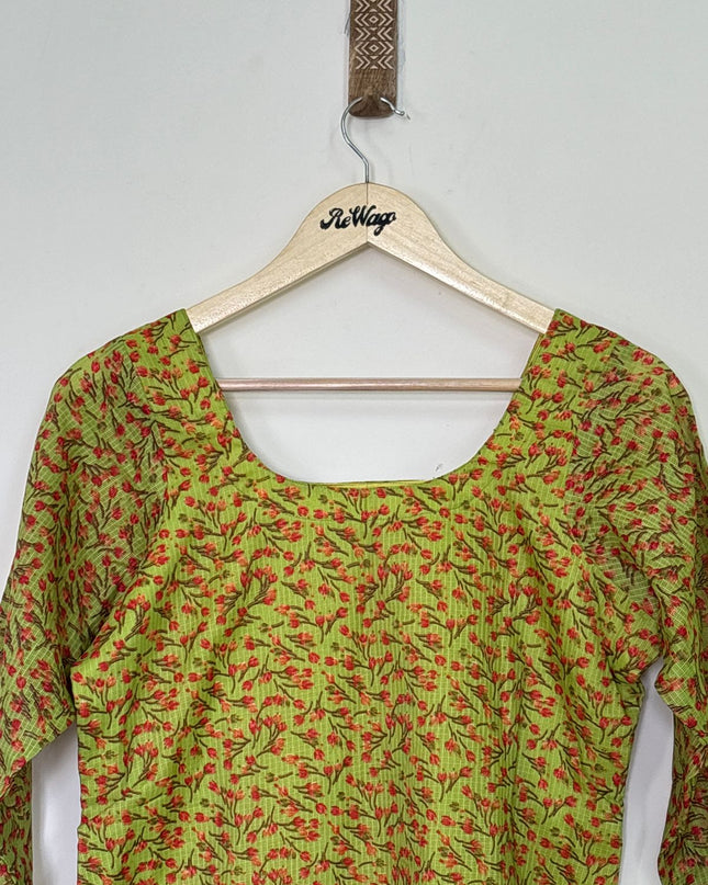 Women's Full Sleeve Green Kurti - M Size