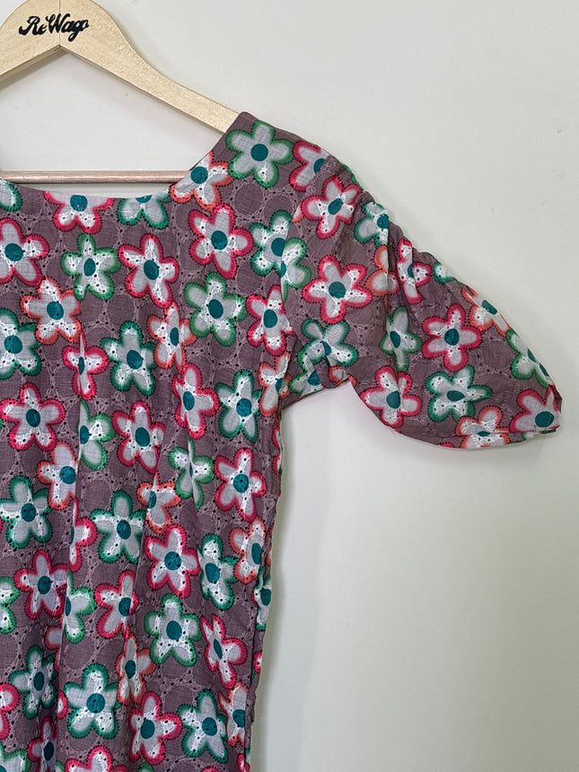 Women's V Neck with Floral Prints Kurti - L Size