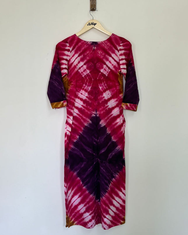 Women's 3/4th Sleeve Pink Cotton Kurti - M Size