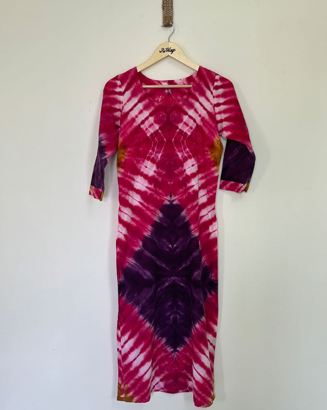 Women's 3/4th Sleeve Pink Cotton Kurti - M Size