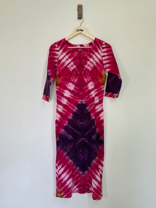 Women's 3/4th Sleeve Pink Cotton Kurti - M Size