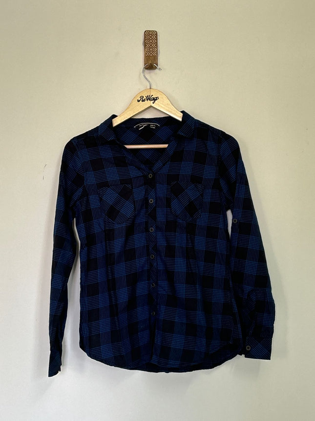 THE ROADSTER Women's Checked Full Sleeve Navy Shirt - M Size