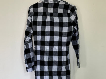 Women's B&W Full Sleeve Checked Long Shirt  - L Size