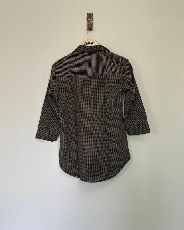 Women's Checked Half Sleeve Black Shirt - L Size