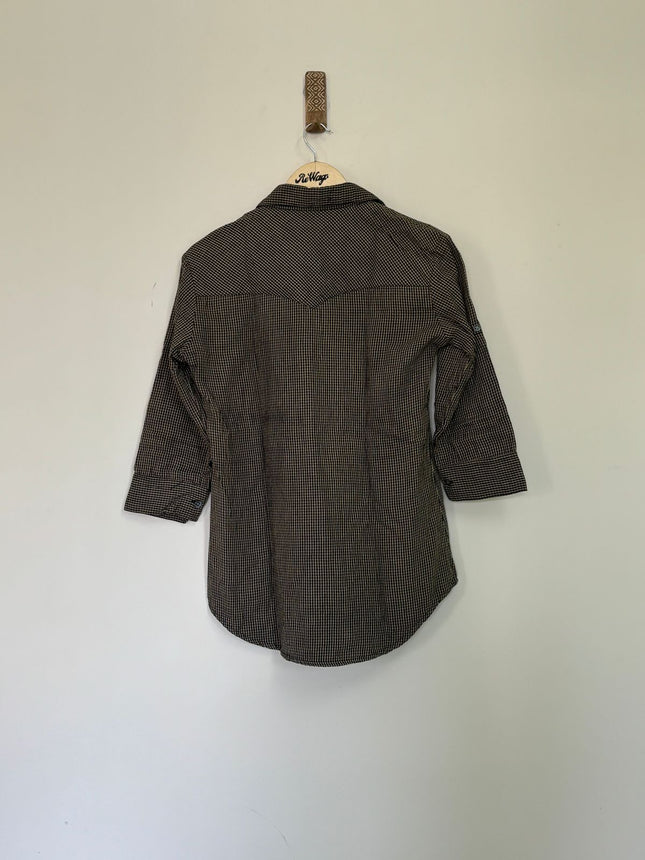 Women's Checked Half Sleeve Black Shirt - L Size