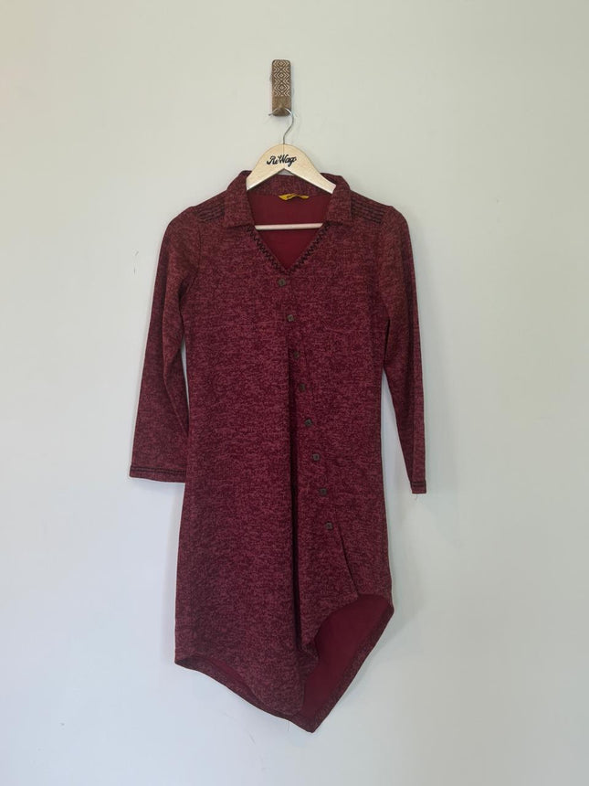 Global Desi Women's Maroon Sweater Dress - M Size