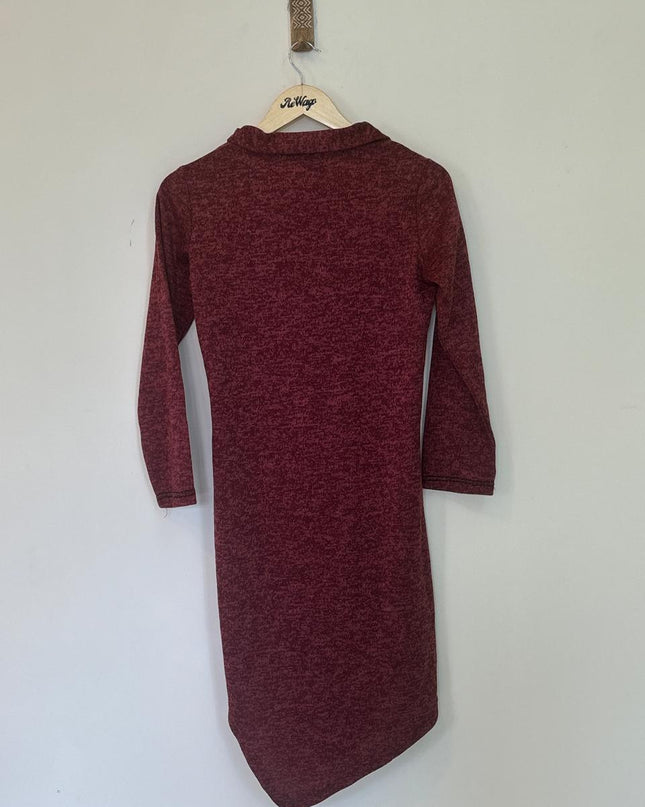 Global Desi Women's Maroon Sweater Dress - M Size