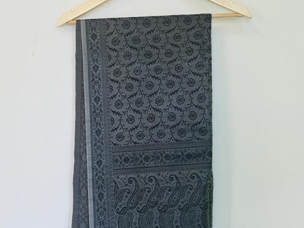 Grey Printed Shawl with Tussels