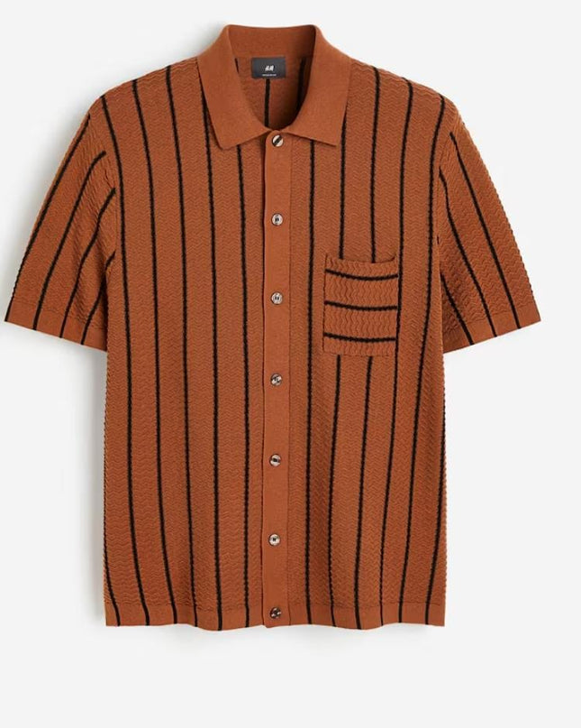 H&M Brown with Black Stripes Polo T-shirt