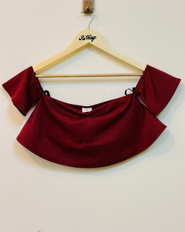 URBANIC Women's Maroon Short Croptop with Short Sleeves S Size