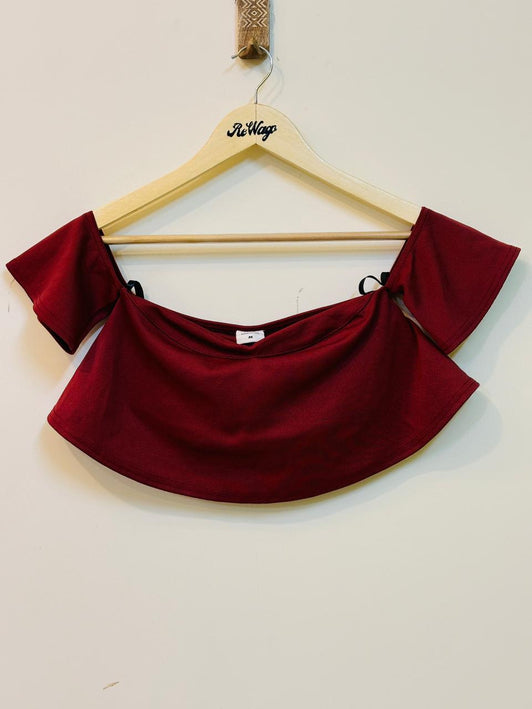 URBANIC Women's Maroon Short Croptop with Short Sleeves S Size