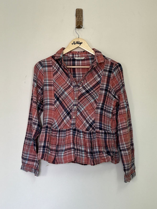 Women's Checked Full Sleeve Blue Shirt - M Size