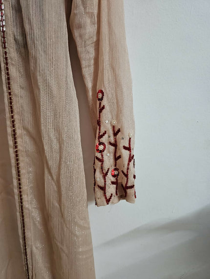 Party wear Beige-Red Designer gown of S-M size