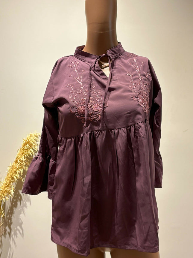Women's Short Purple Kurta - M Size