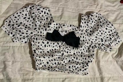 Women's Casual White & Black Crop Top - S Size