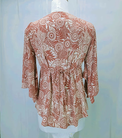 Bombay Boutique Collection Women's Neck Embroidery Pink Top - L Size